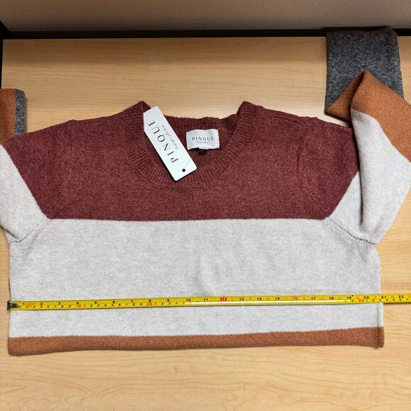 NWT Pinque Gina Crew Neck Block Stripped Sweater Rust Stone Combo Soft Size XL - Picture 10 of 10